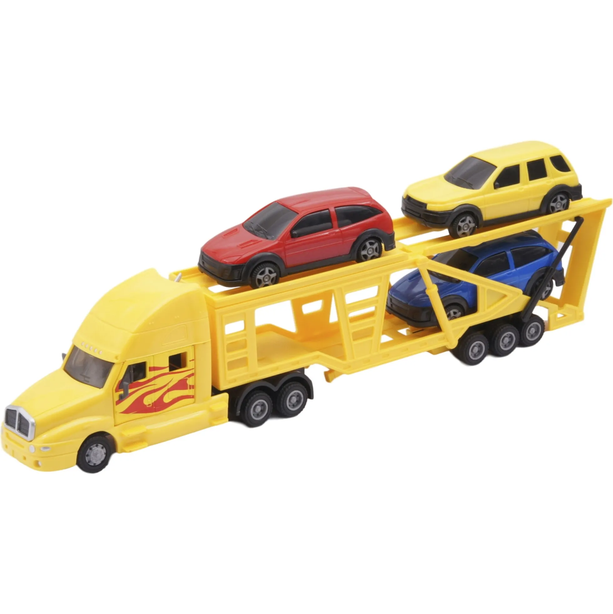 Legetøjsbiltransporter med 3 biler - Gul - 42 cm