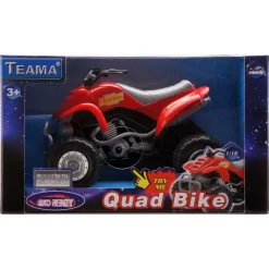 Legetøjsmotorcykel med 4 hjul og lyd - Rød - 8,5 cm