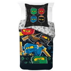 LEGO Ninjago sengetøj - 100% bomuld - Børnesengetøj 140x200 cm - Sort LEGO sengetøj
