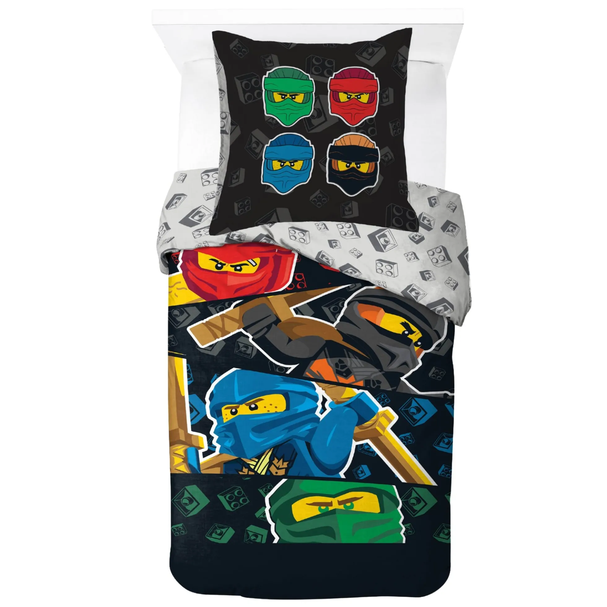 LEGO Ninjago sengetøj - 100% bomuld - Børnesengetøj 140x200 cm - Sort LEGO sengetøj