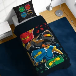 LEGO Ninjago sengetøj - 100% bomuld - Børnesengetøj 140x200 cm - Sort LEGO sengetøj