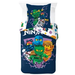 LEGO Ninjago sengetøj - 100% bomuld - Junior sengetøj 100x140 cm - LEGO sengetøj - Hvid bagside