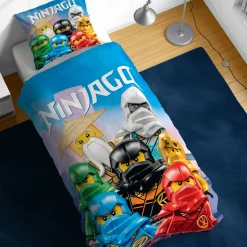 LEGO Ninjago sengetøj - 100% bomuld - Junior sengetøj 100x140 cm - Blåt LEGO sengetøj