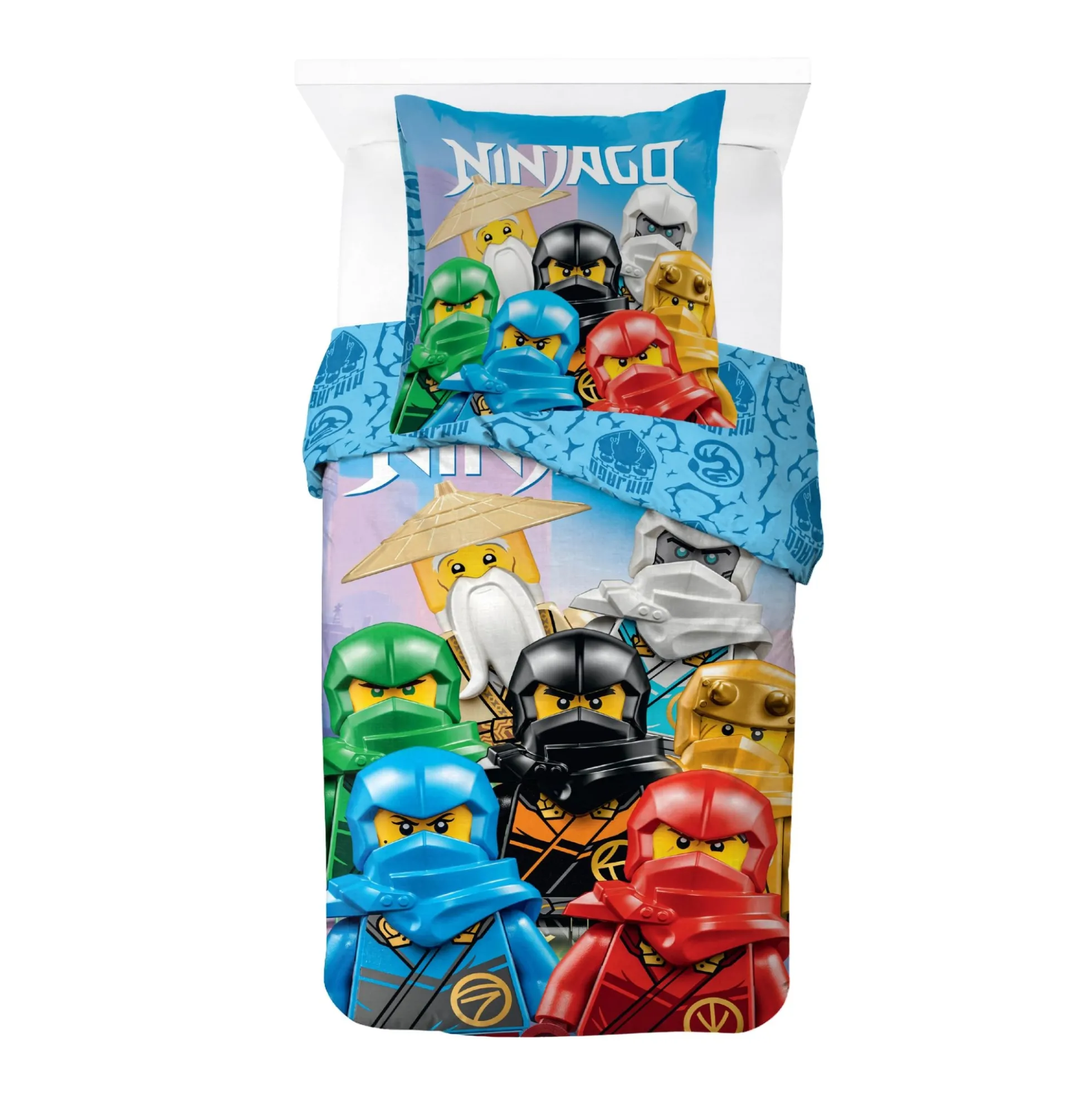 LEGO Ninjago sengetøj - 100% bomuld - Junior sengetøj 100x140 cm - Blåt LEGO sengetøj