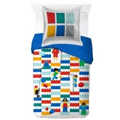 LEGO sengetøj - 100% bomuld - Junior sengetøj 100x140 cm - LEGO klodser