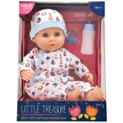 Little Treasure drenge dukke med sut og sutteflaske - 38 cm