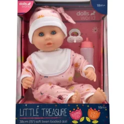 Little Treasure pige dukke med sut og sutteflaske - 38 cm