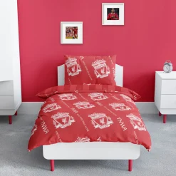 Liverpool sengetøj - 100% bomuld - Børnesengetøj 140x200 cm - Rødt fodbold sengetøj