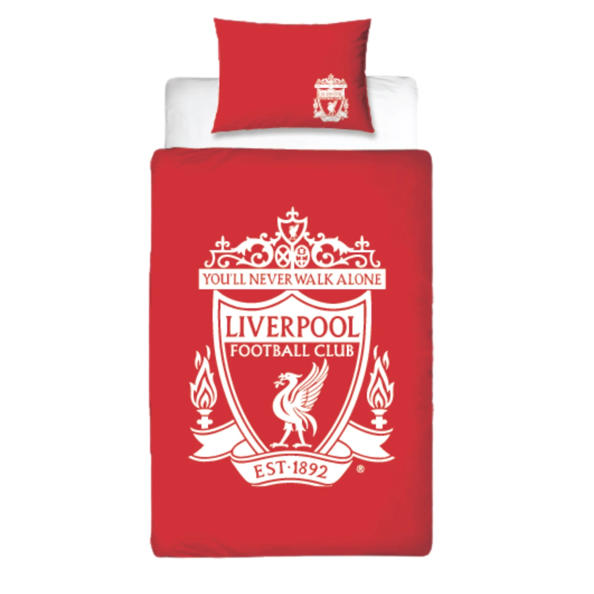 Liverpool sengetøj - 100% bomuld - Børnesengetøj 140x200 cm - Rødt fodbold sengetøj