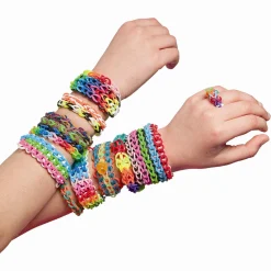 Loom bands armbåndssæt med væv, elastikker og hæklenål - 600+ bands