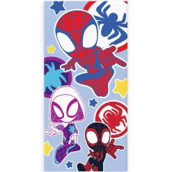 Lyseblåt Spidey håndklæde - 70x140 cm - 100% bomuld - Blødt badehåndklæde med Spidey og hans fantastiske venner
