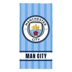Manchester City håndklæde - 70x140 cm - 100% bomuld - Blødt badehåndklæde med Manchester City logo