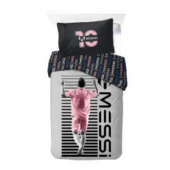 Messi sengetøj - 100% bomuld - Børnesengetøj 140x200 cm - Pink fodbold sengetøj