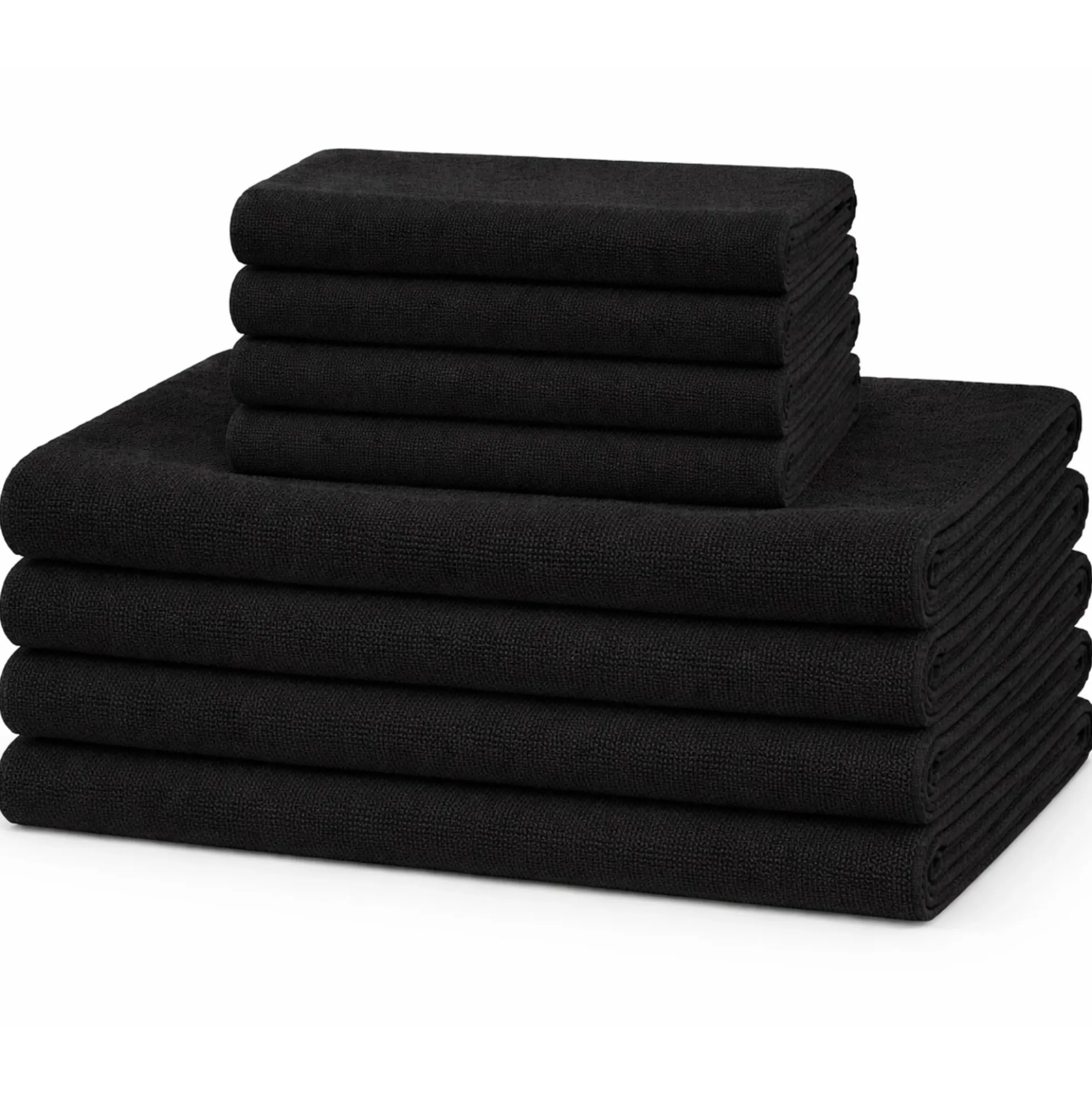 Microfiber håndklæder - Letvægts håndklæder - 8-pak - Sort