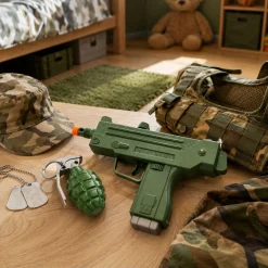 Millitærsæt med maskinpistol og håndgranat - 22 cm