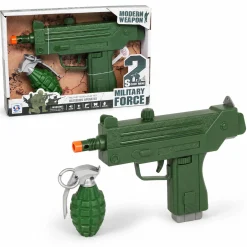 Millitærsæt med maskinpistol og håndgranat - 22 cm