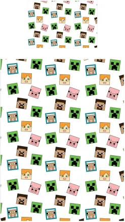 Minecraft sengetøj - 100% bomuld - Børnesengetøj 140x200 cm - Steve, Zombie, Creeper og Pigs Sheep