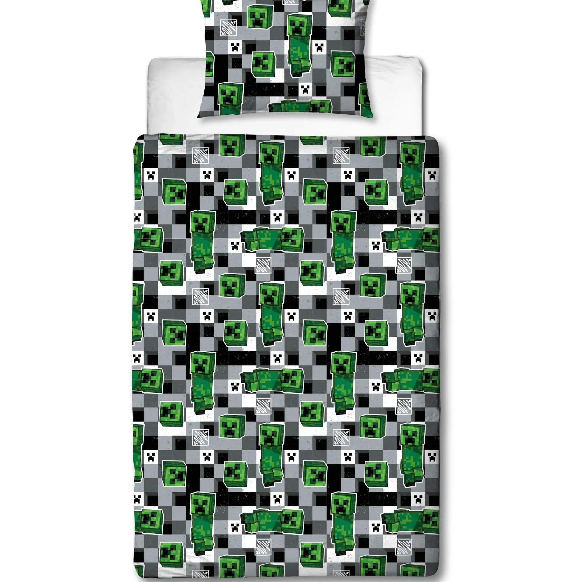 Minecraft sengetøj - 100% bomuld - Børnesengetøj 140x200 cm - Alex og Steve - Grøn