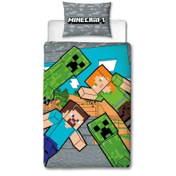 Minecraft sengetøj - 100% bomuld - Børnesengetøj 140x200 cm - Steve, Alex og Creeper