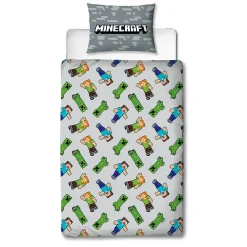 Minecraft sengetøj - 100% bomuld - Børnesengetøj 140x200 cm - Steve, Alex og Creeper