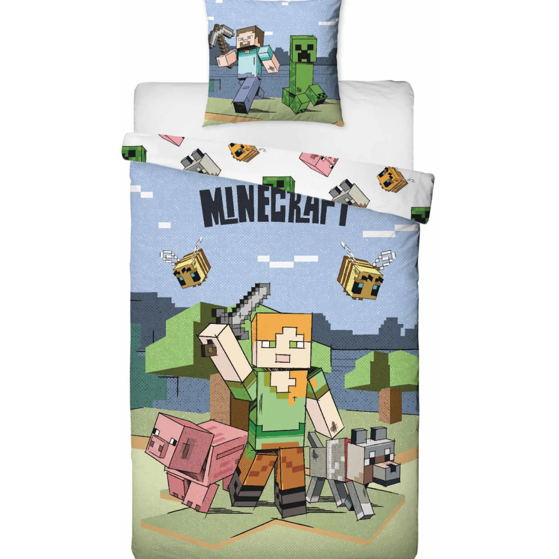 Minecraft sengetøj - 100% bomuld - Børnesengetøj 140x200 cm - Alex