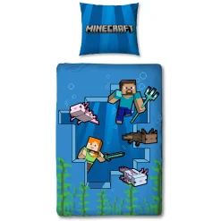 Minecraft sengetøj - 150x210 cm - Alex og Steve - Sengesæt med 2 i 1 design - 100% bomuld