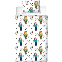 Minecraft sengetøj - 150x210 cm - Sengetøj med 2 i 1 design - 100% bomulds sengetøj