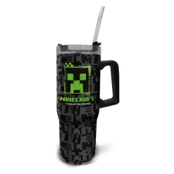 Minecraft termokop med sugerør og håndtag - Tumbler drikkedunk 940 ml