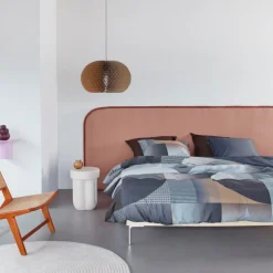 Mønstret økologisk sengetøj 140x200 cm - Vendbart sengesæt i 100% økologisk bomuldssatin - Robbinson Grey - Beddinghouse sengelinned