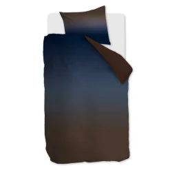 Mønstret økologisk sengetøj 140x200 cm - Sengesæt i 100% økologisk bomuldssatin - Silence Blue - Beddinghouse sengelinned