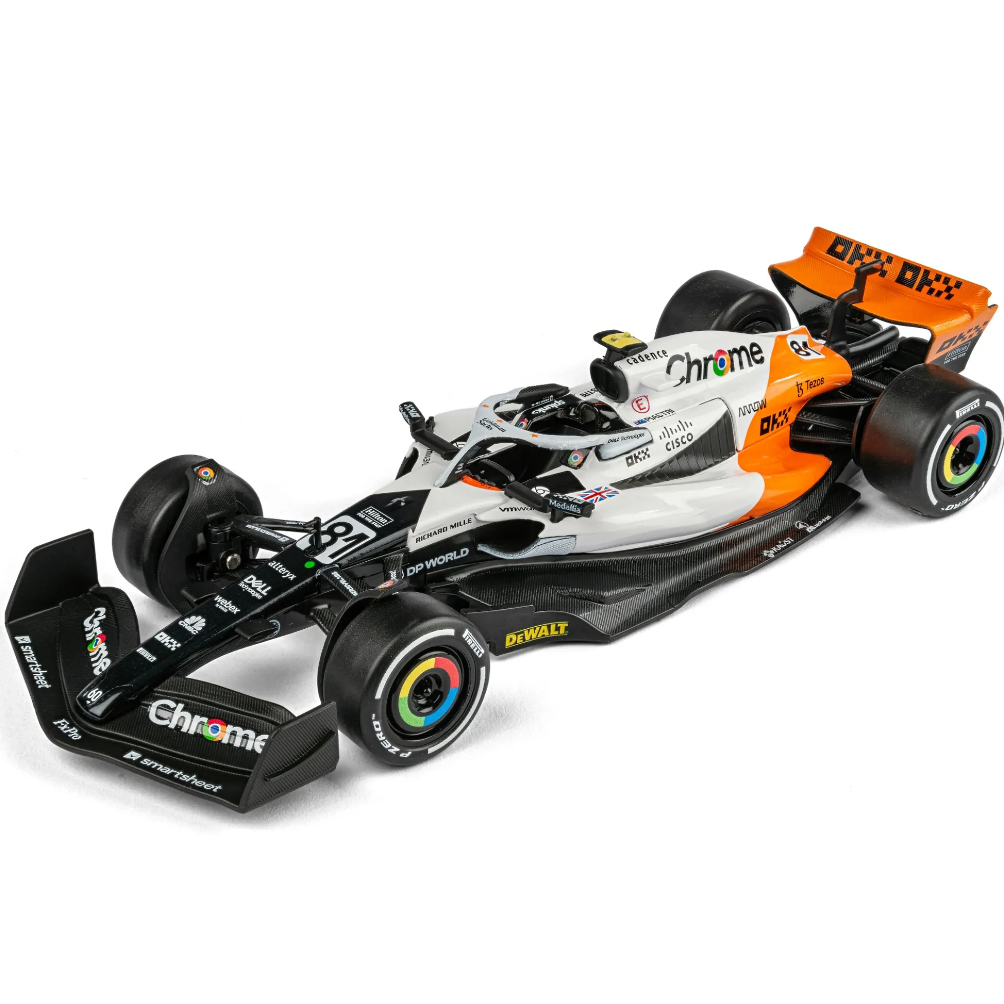Modelbil - Formel 1 McLaren - Hvid/Orange - Racerbil nr 81