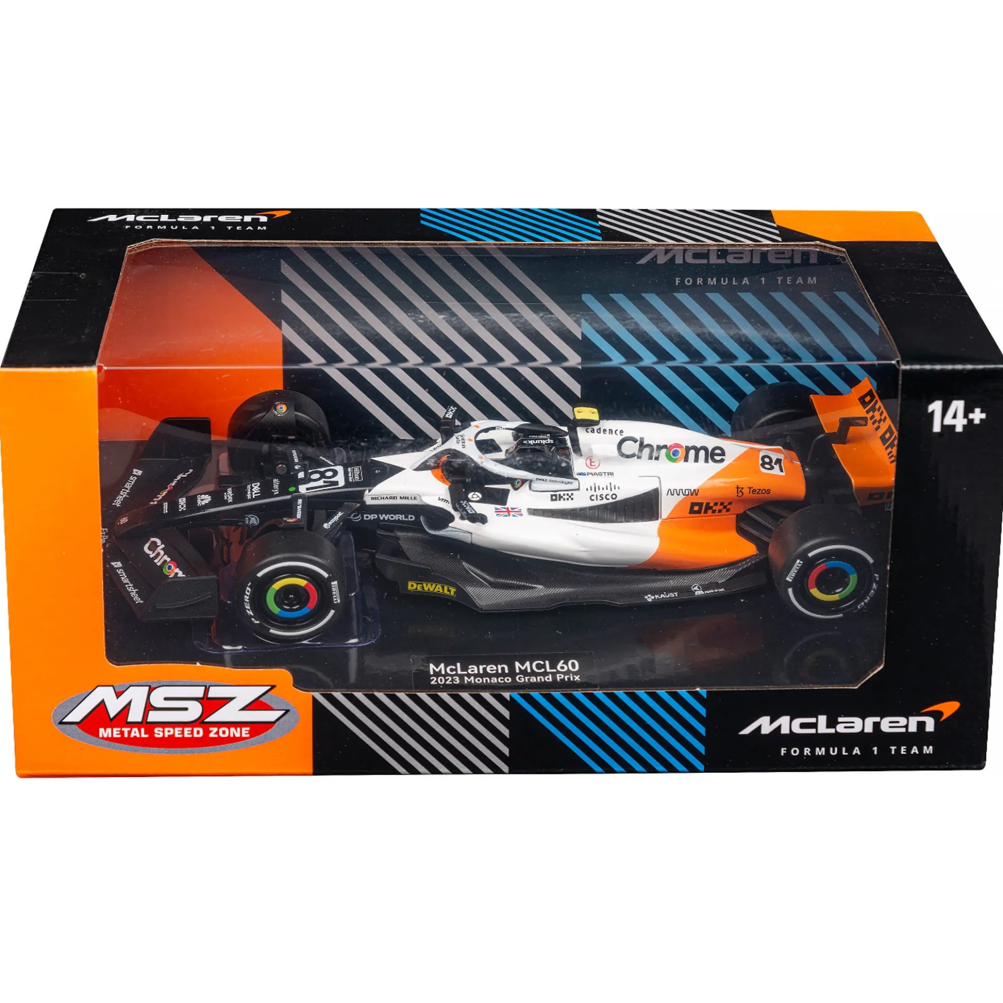 Modelbil - Formel 1 McLaren - Hvid/Orange - Racerbil nr 81