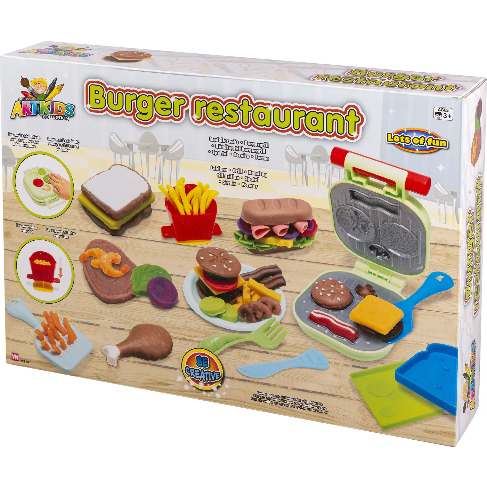 Modellervoks burgerrestaurant med burgergrill og tilbehør - 5x56 g voks