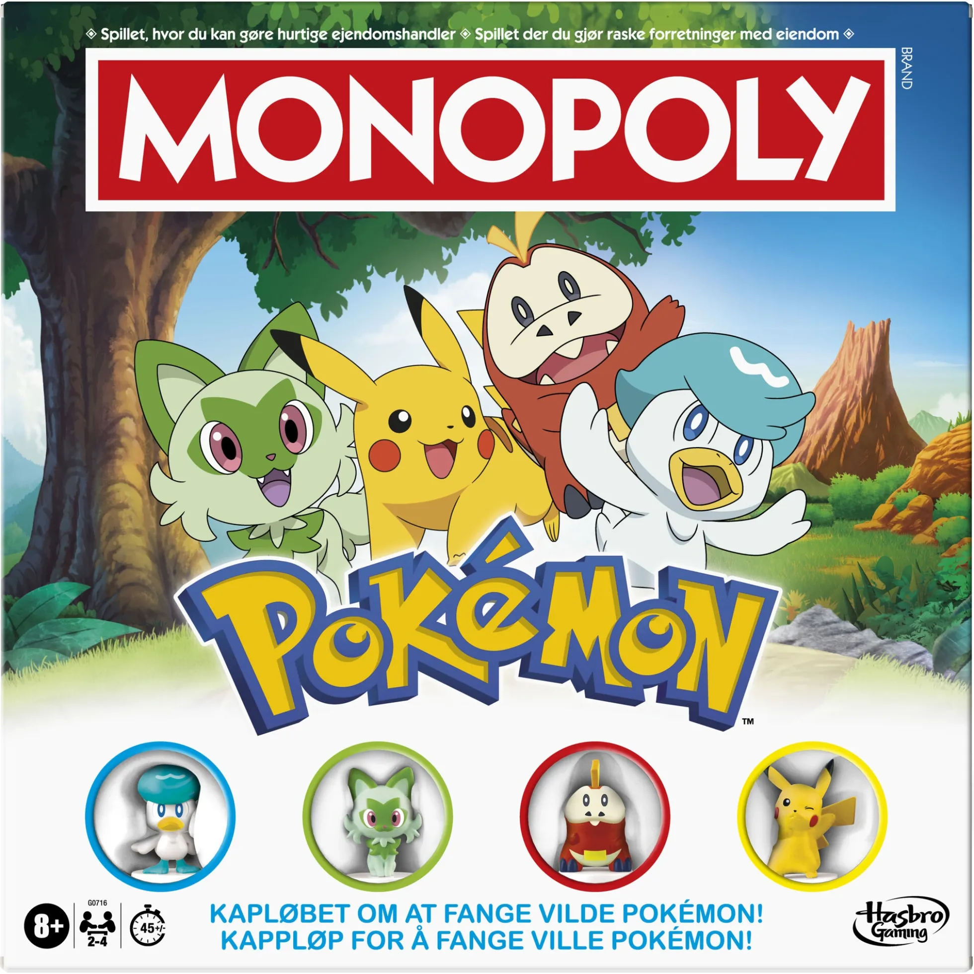Monopoly Pokémon brætspil med fangst og trænerkampe - 2-4 spillere