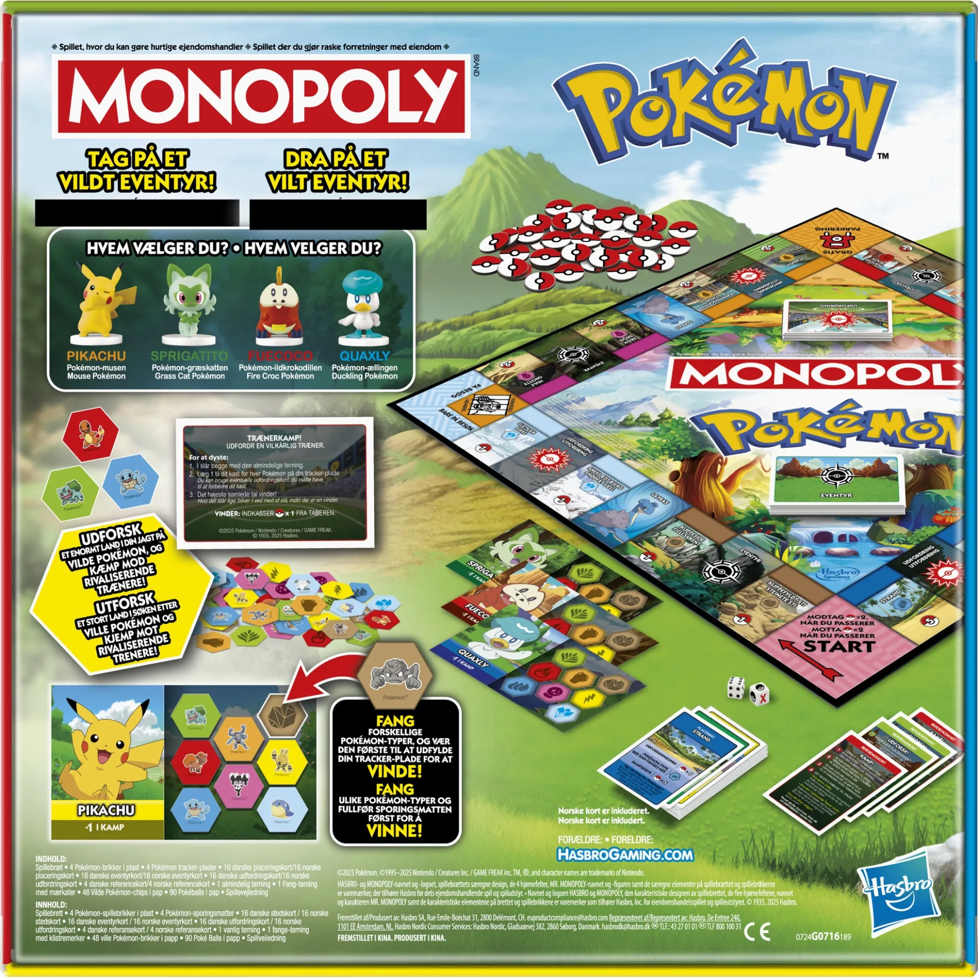 Monopoly Pokémon brætspil med fangst og trænerkampe - 2-4 spillere