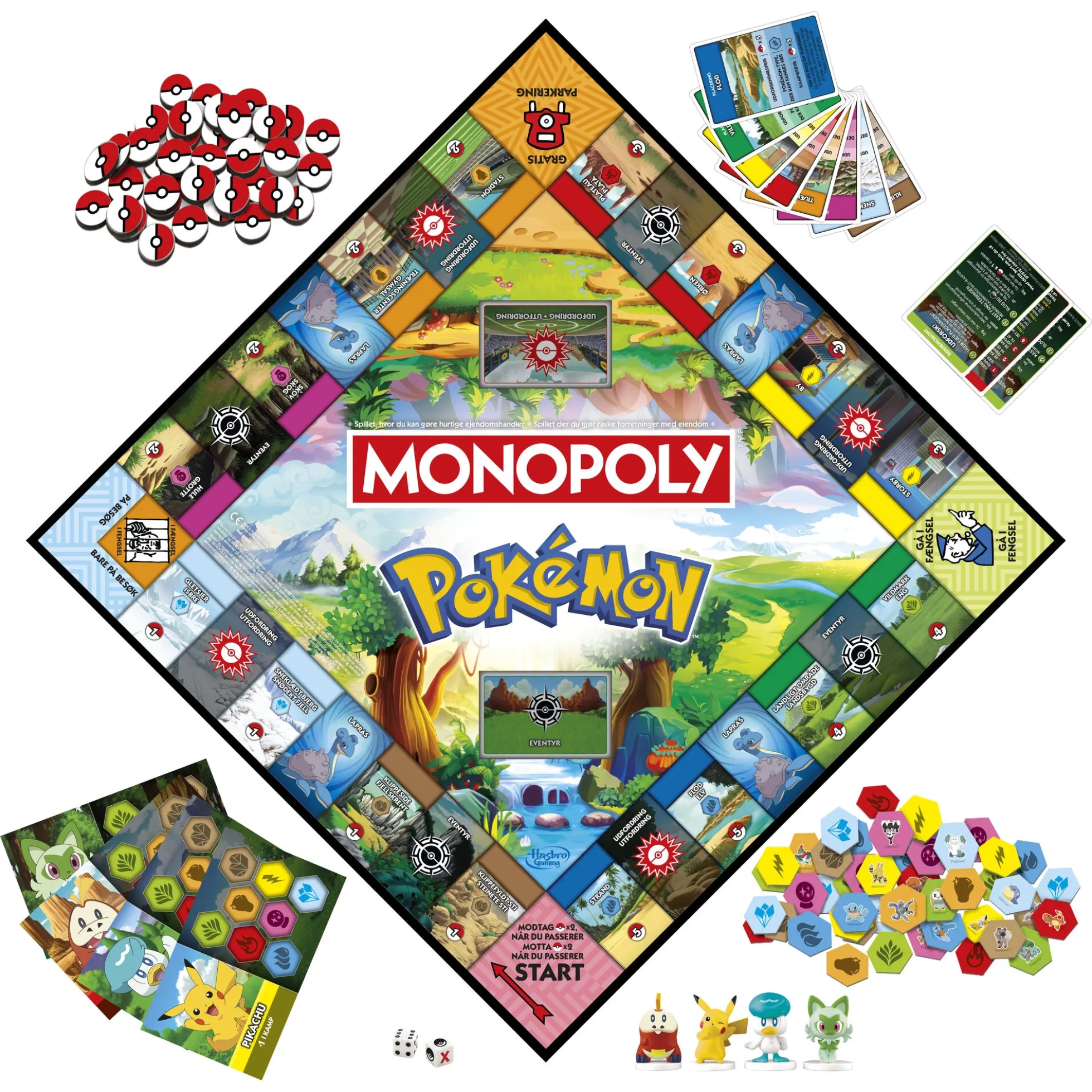 Monopoly Pokémon brætspil med fangst og trænerkampe - 2-4 spillere