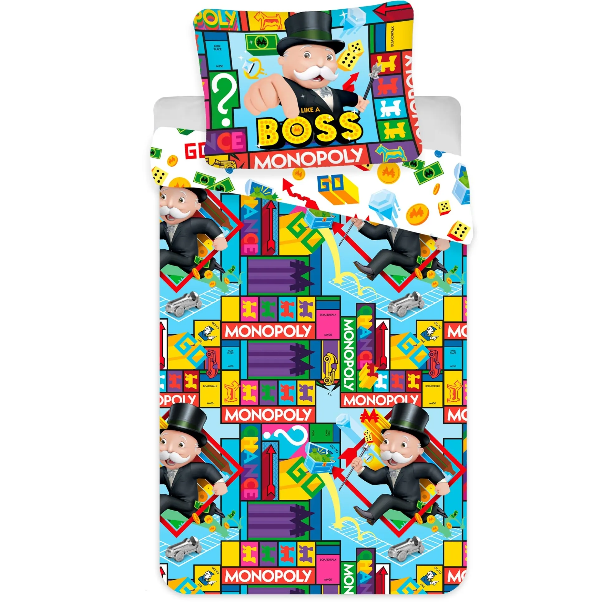 Monopoly sengetøj - 100% bomuld - Børnesengetøj 140x200 cm
