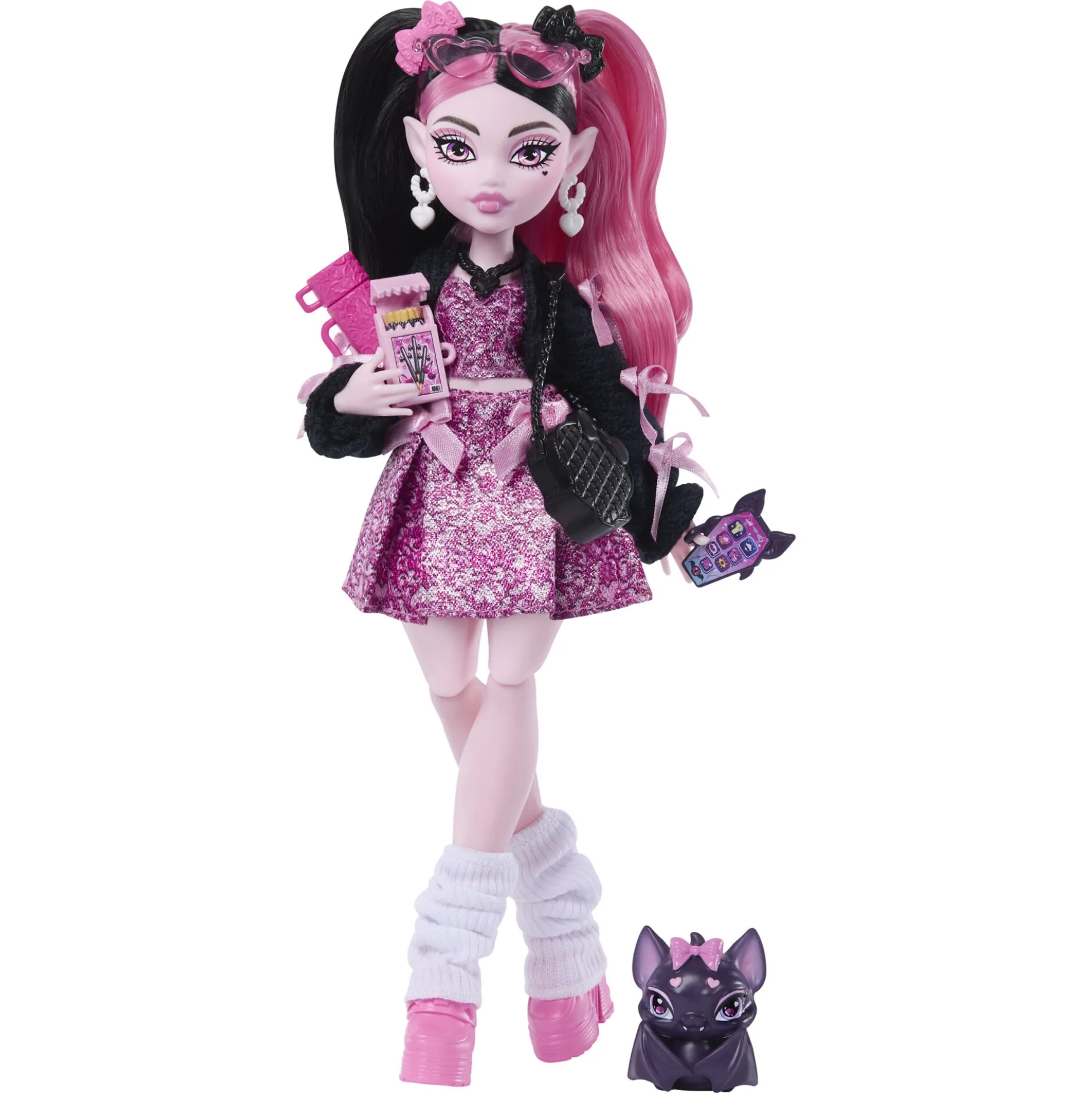 Monster High Draculaura basisdukke - 8 tilbehørs dele - 30 cm