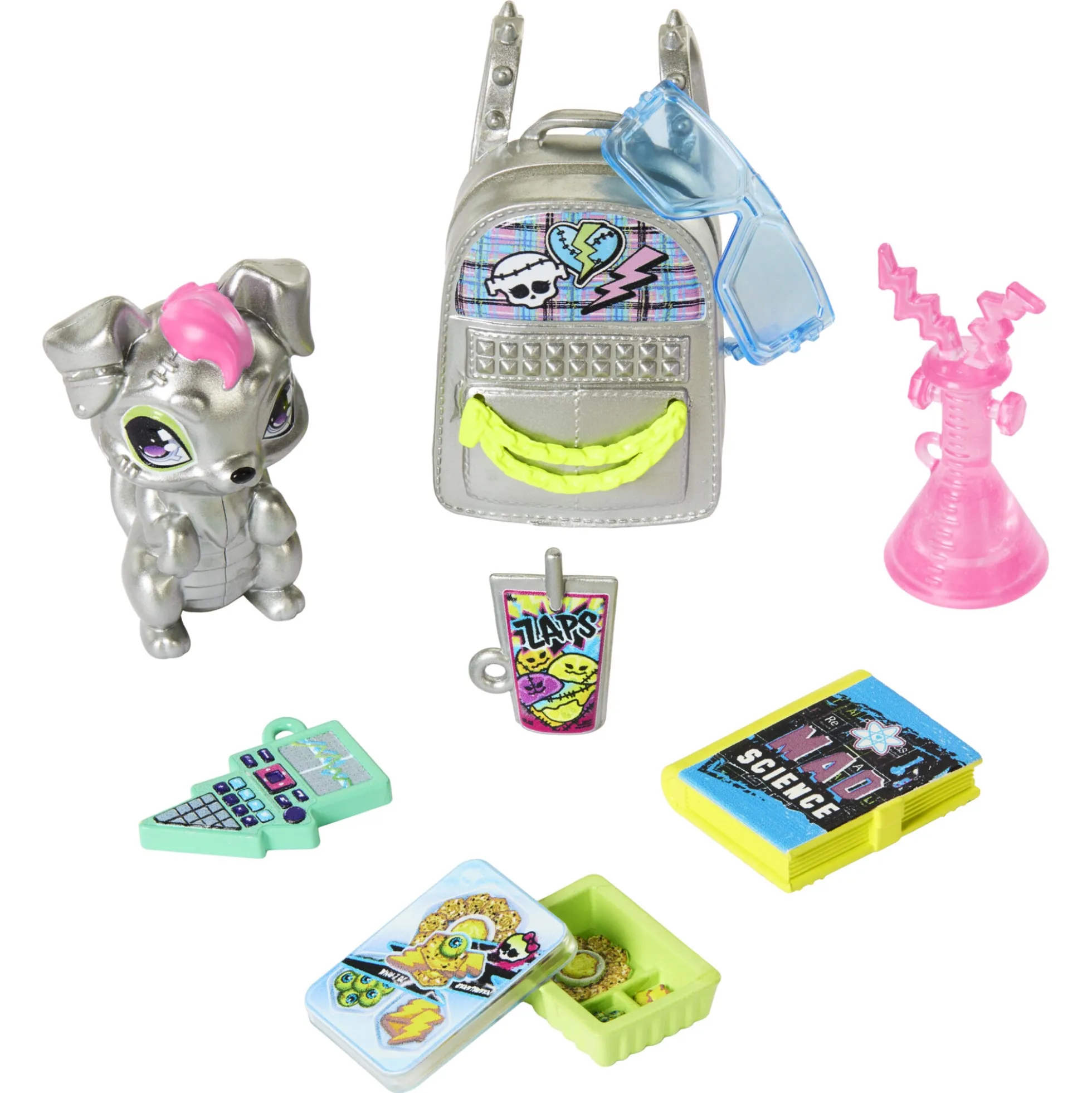 Monster High Frankie Stein basisdukke - 9 tilbehørs dele - 30 cm