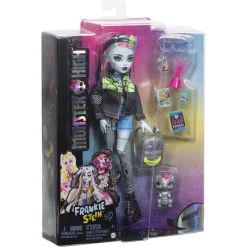 Monster High Frankie Stein basisdukke - 9 tilbehørs dele - 30 cm