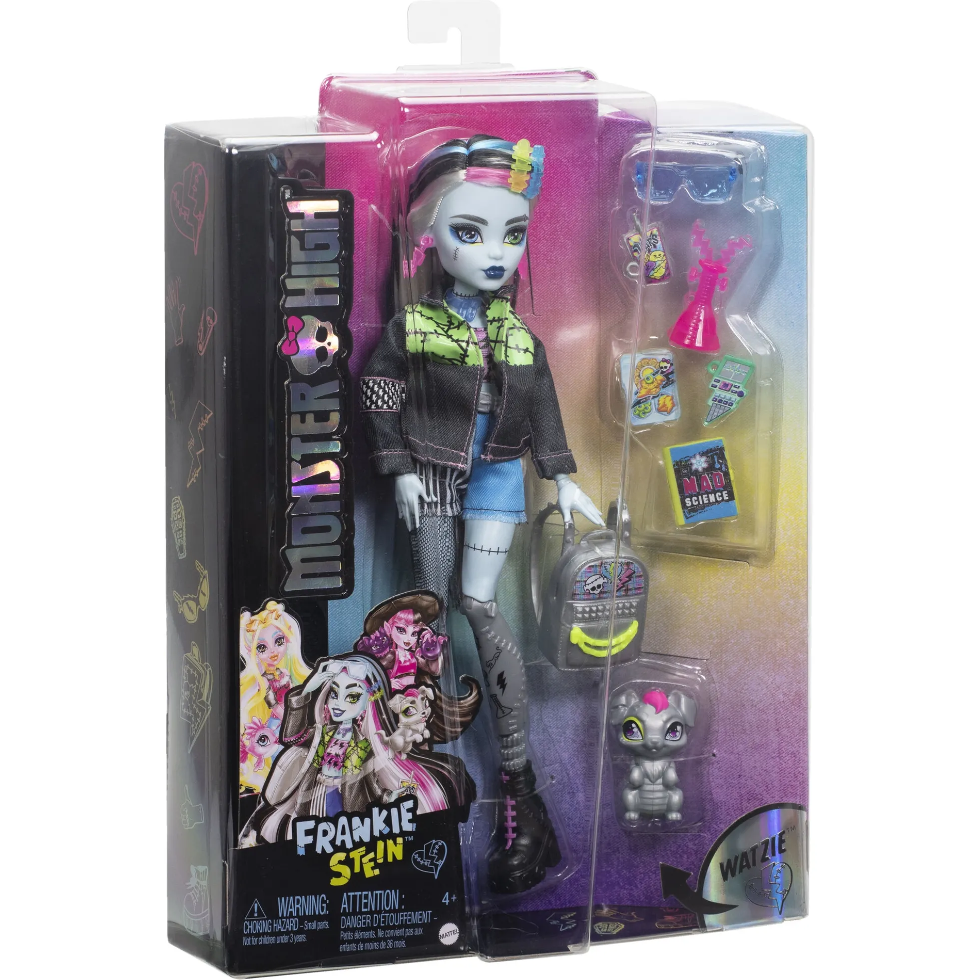 Monster High Frankie Stein basisdukke - 9 tilbehørs dele - 30 cm