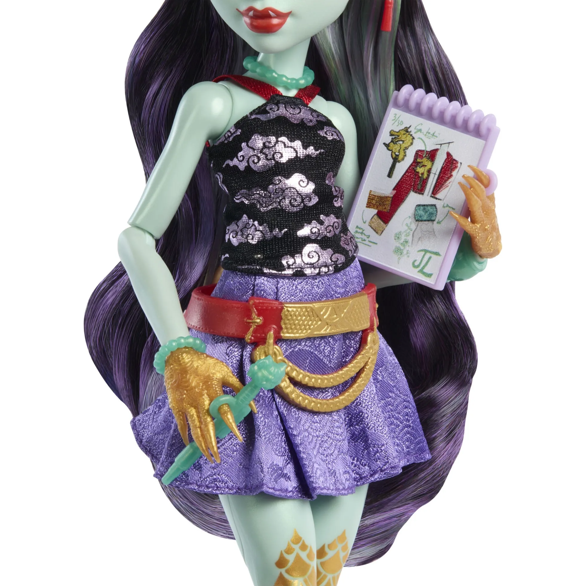 Monster High Jinafire Long basisdukke - 8 tilbehørs dele - 30 cm