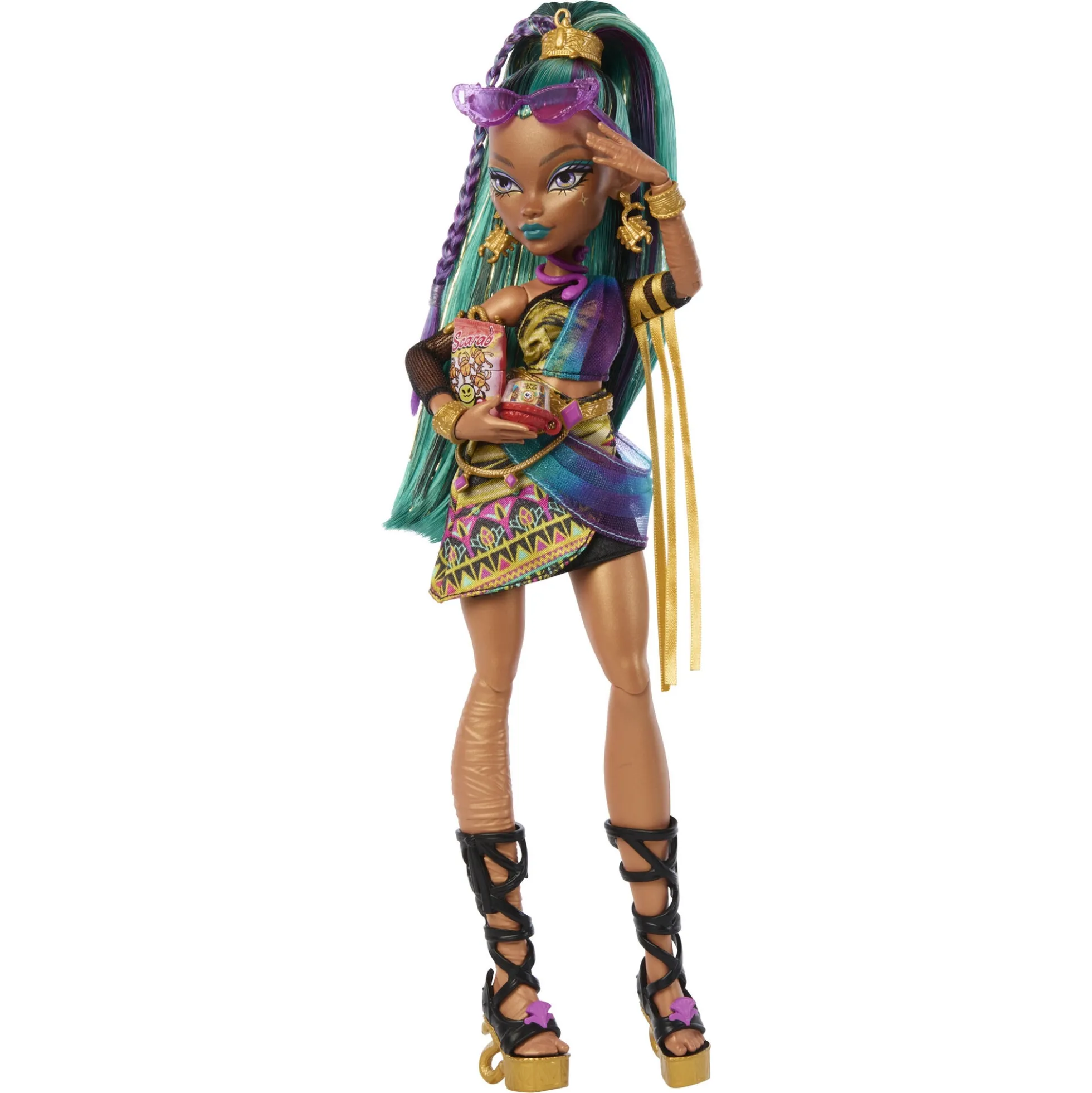 Monster High Nefera De Nile basisdukke - 8 tilbehørs dele - 30 cm