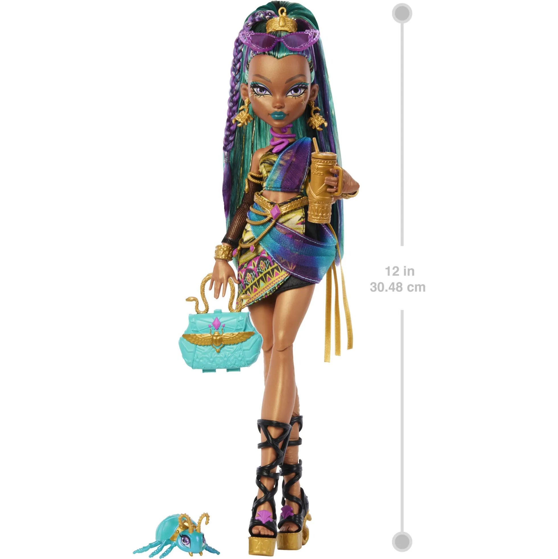Monster High Nefera De Nile basisdukke - 8 tilbehørs dele - 30 cm