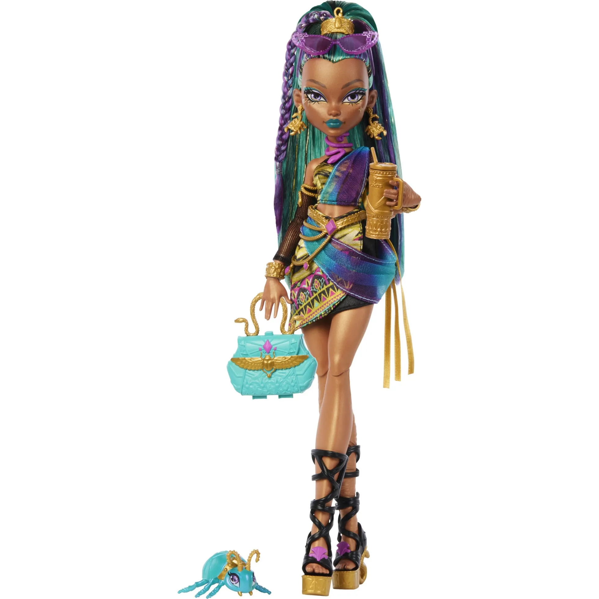 Monster High Nefera De Nile basisdukke - 8 tilbehørs dele - 30 cm