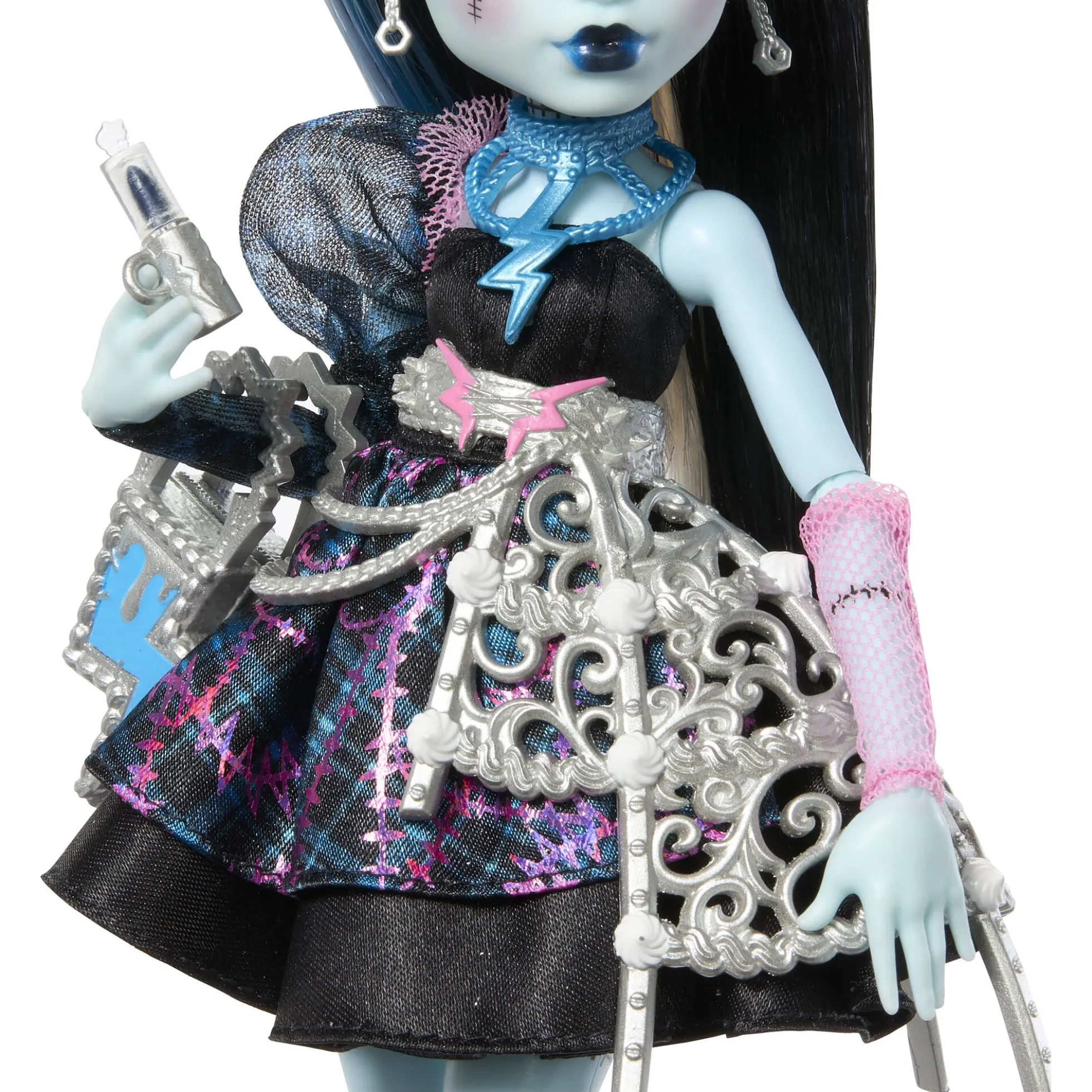 Monster High Scary Sweet Birthday Frankie Stein dukke - 8 tilbehørs dele - 30 cm