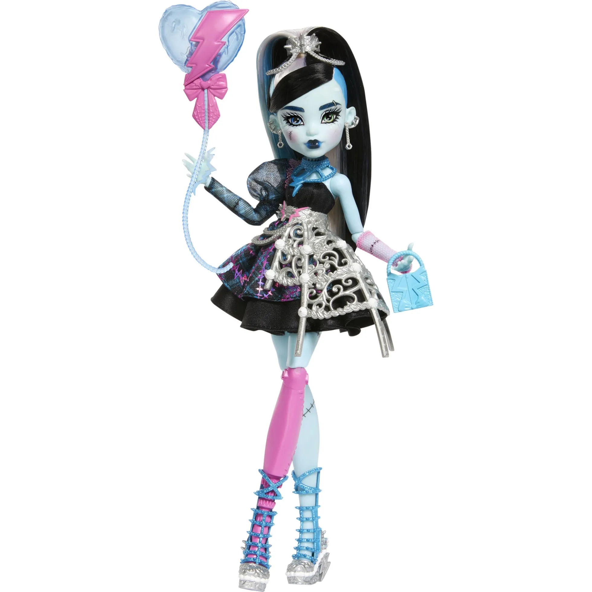 Monster High Scary Sweet Birthday Frankie Stein dukke - 8 tilbehørs dele - 30 cm