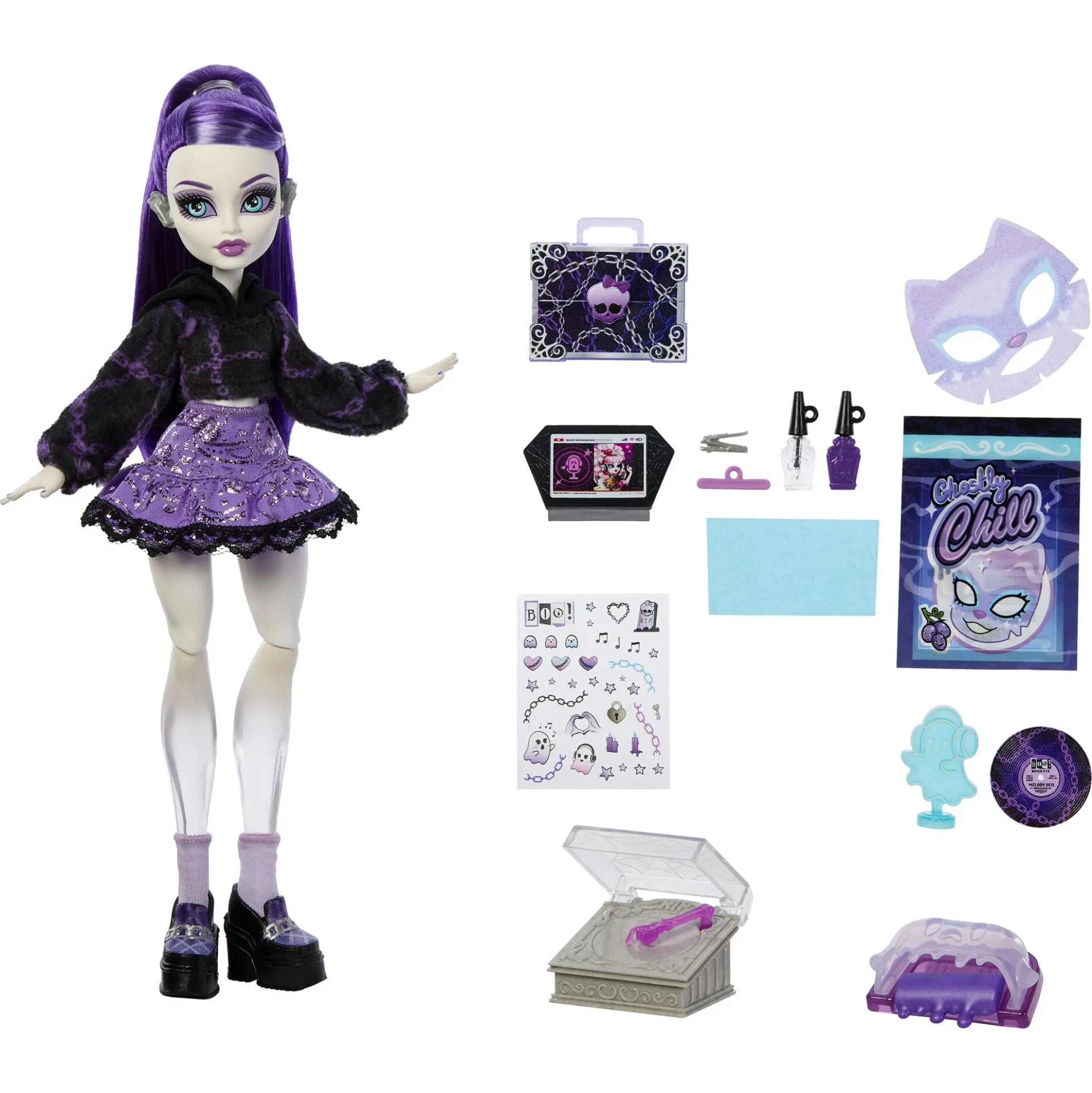 Monster High Self-Scare Secrets Spectra Vondergeist - 13 tilbehørs dele - 30 cm