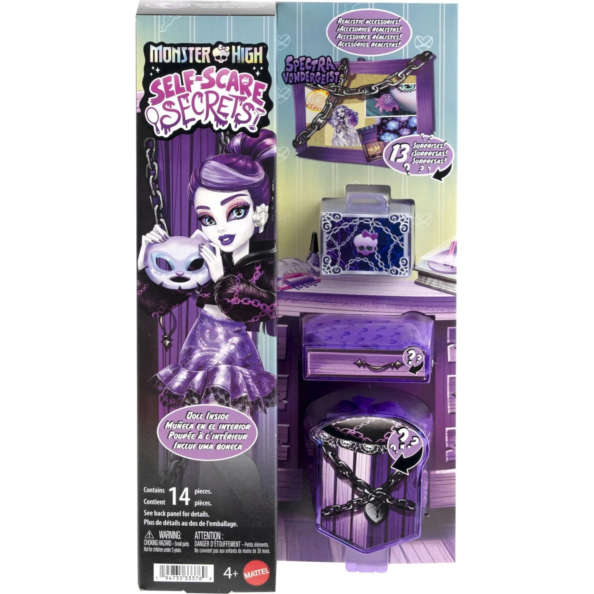 Monster High Self-Scare Secrets Spectra Vondergeist - 13 tilbehørs dele - 30 cm