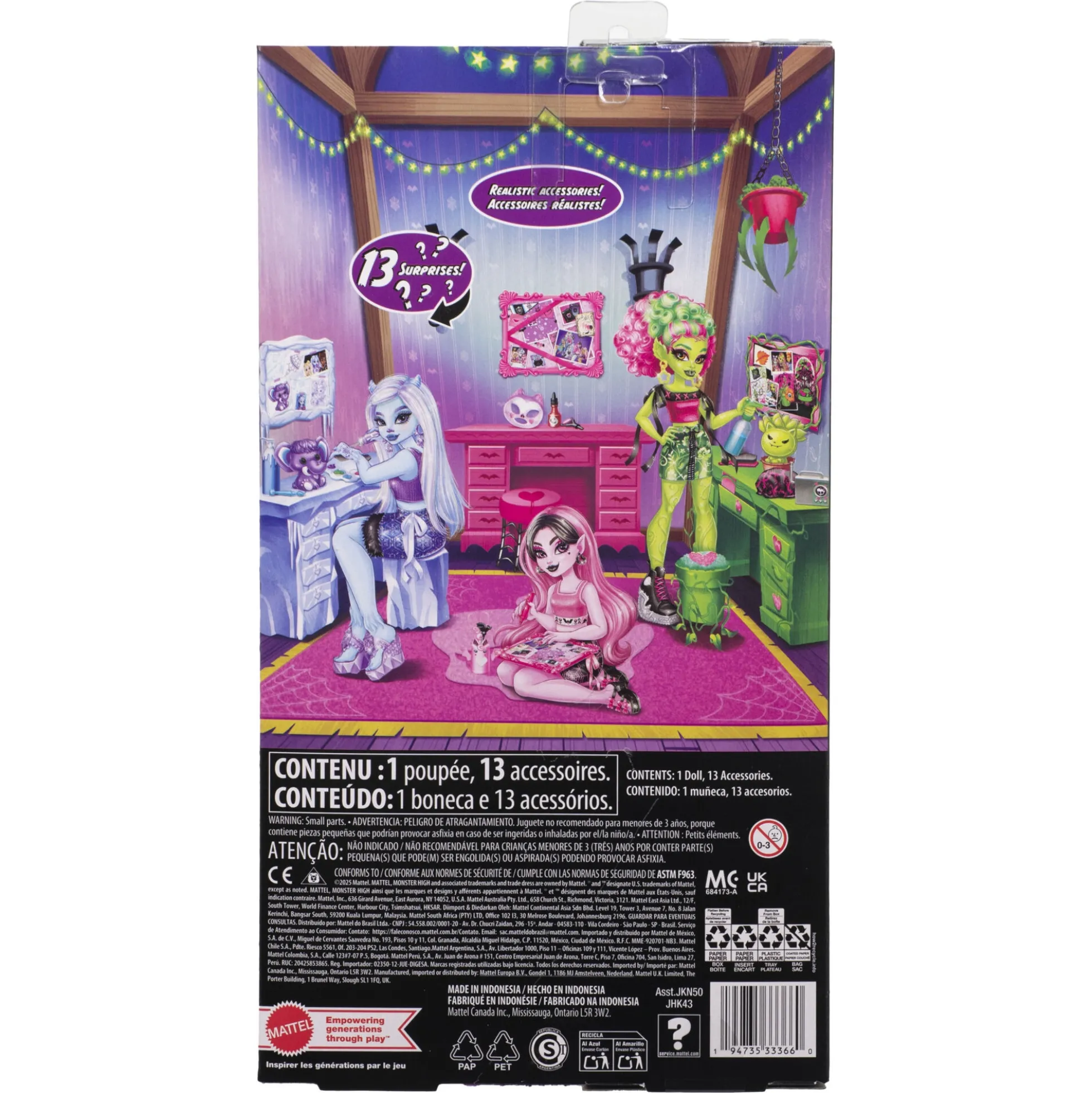 Monster High Self-Scare Secrets Draculaura dukke - 13 tilbehørs dele - 30 cm